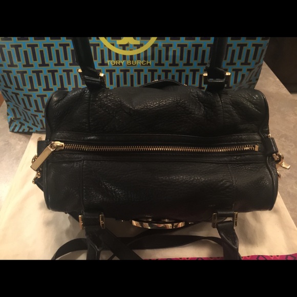Tory Burch Black Leather Amanda Square Satchel Bag - Picture 4 of 8